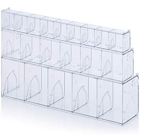 Stapelbare Module mit 9, 6 und 5 herausnehmbaren Boxen. Eisdekorationsbox. Behälter für Dekorationsartikel. Dekorboxen bei GroßHandel EIS GmbH