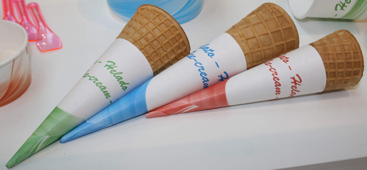 Papiertüten für Eistüten. Papier - Standardgrößen für verschiedene Waffeltüten. GroßHandel Eis GmbH