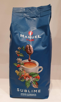 Manuel Caffé. Neue Serie von Kaffeeverpackung für ganze Bohnen in 1 kg Paketen