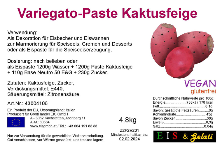 Eis & Gelati Kaktusfeige Variegato und Eispaste Zur Herstellung von Speiseeis und als Eisdekoration