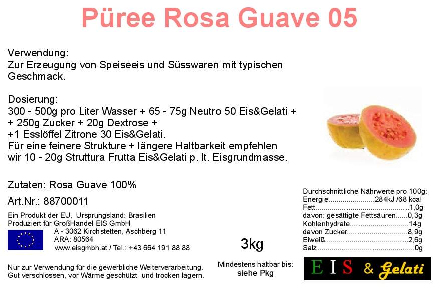 Eis & Gelati Rosa Guave. Fruchtpüree für Speiseeis in Bag in Box - GroßHandel Eis GmbH