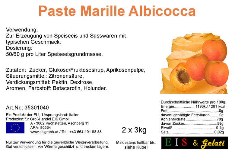 Eis & Gelati Eisgrundstoffe und Eisbedarf für die Eisdiele und Konditorei. Fruchteispaste Albicocca - Marille.