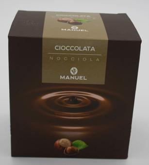 Kakao Manuel. Kakaomischung Geschmack Haselnuss. Italienische Puddingschokolade