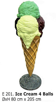 Eiswerbung, bunte Werbeeistüte Außenwerbung 4 Eiskugeln