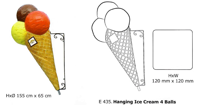 Eiswerbung personalisierte Werbeeistüte. Hängeeistüte Außenwerbung buntes Eis