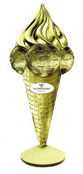 Eiswerbung personalisiert Werbeeistüte gold metallic mit Obers