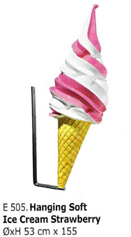 Eiswerbung Softeis, Hängeeistüte Werbeeistüte, Außenwerbung, Erdbeereis