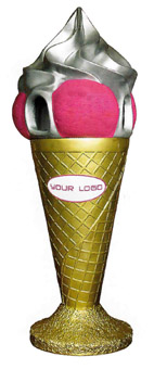 Eiswerbung personalisiert. Werbeeistüte Außenwerbung Mülltüte metallic