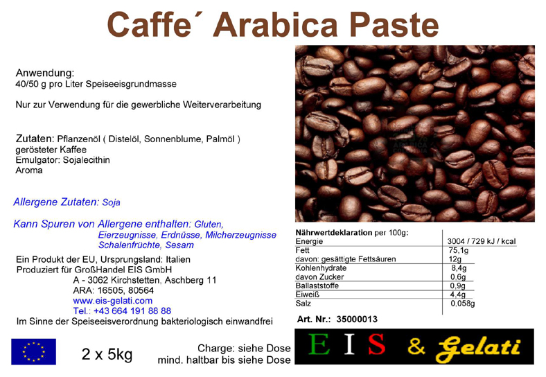 Eis & Gelati. Kaffee Eis mit der Arabika Kaffeebohne