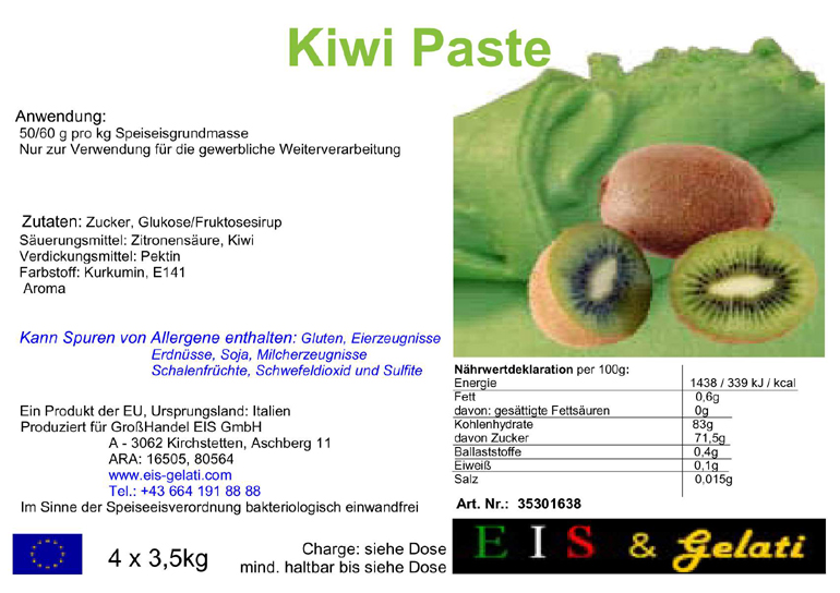 Eis & Gelati Eisgrundstoffe und Eisbedarf für die Eisdiele und Konditorei. Fruchteispaste Kiwi.