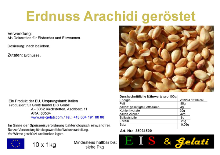 Geröstete Erdnüsse als Zutat für die Eisherstellung und Dekoration von Süßspeisen