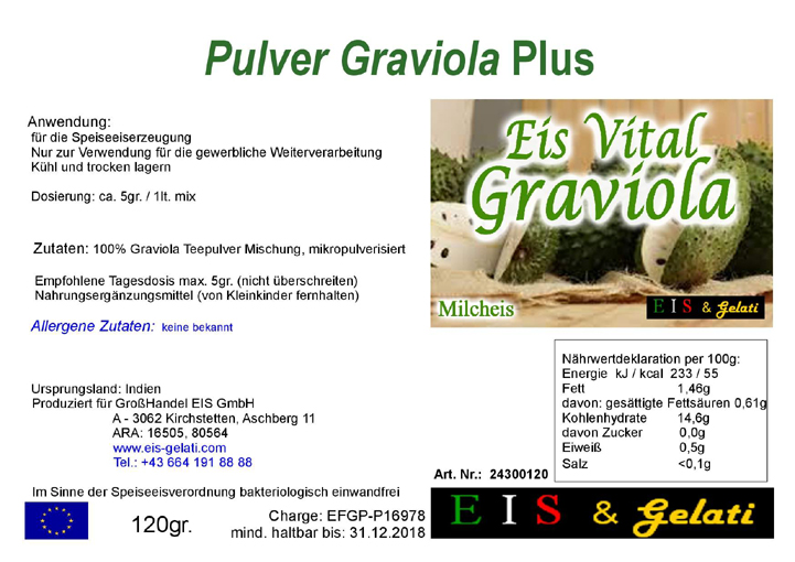 Graviola / Guanabana - tropisches Blattpulver. Heilmittelpflanze der Indios. Eis & Gelati