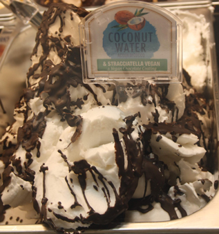 Gelato Coconut Water mit Stracciatella - Vegan. Kokosnusswassereis Stracciatella