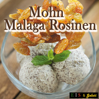 Klebefolie Mohn - Malaga Rosinen Eis. Eiswerbung Eis & Gelati