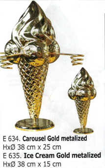 Werbeeistüte 3D Werbe-Eishörnchen. Cono pubblicita Gelato. Eistüte gold metellic. Personalisierte Werbetüte metallisiert mit und ohne Logo Eis-Gelati.