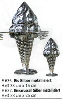 Werbeeistüte 3D Werbe-Eishörnchen. Cono pubblicita Gelato. Eistüte silber metellic. Personalisierte Werbetüte metallisiert mit und ohne Logo Eis-Gelati.