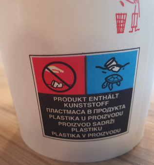 EU Zeichen für Plastik im Produkt, Papiererzeugnisse mit Polyethylenbeschichtung