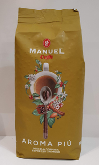 Aroma Piú, Kaffeebohnen. Manuel Caffé. 40:60 Arabica-, Robusta Kaffeemischung